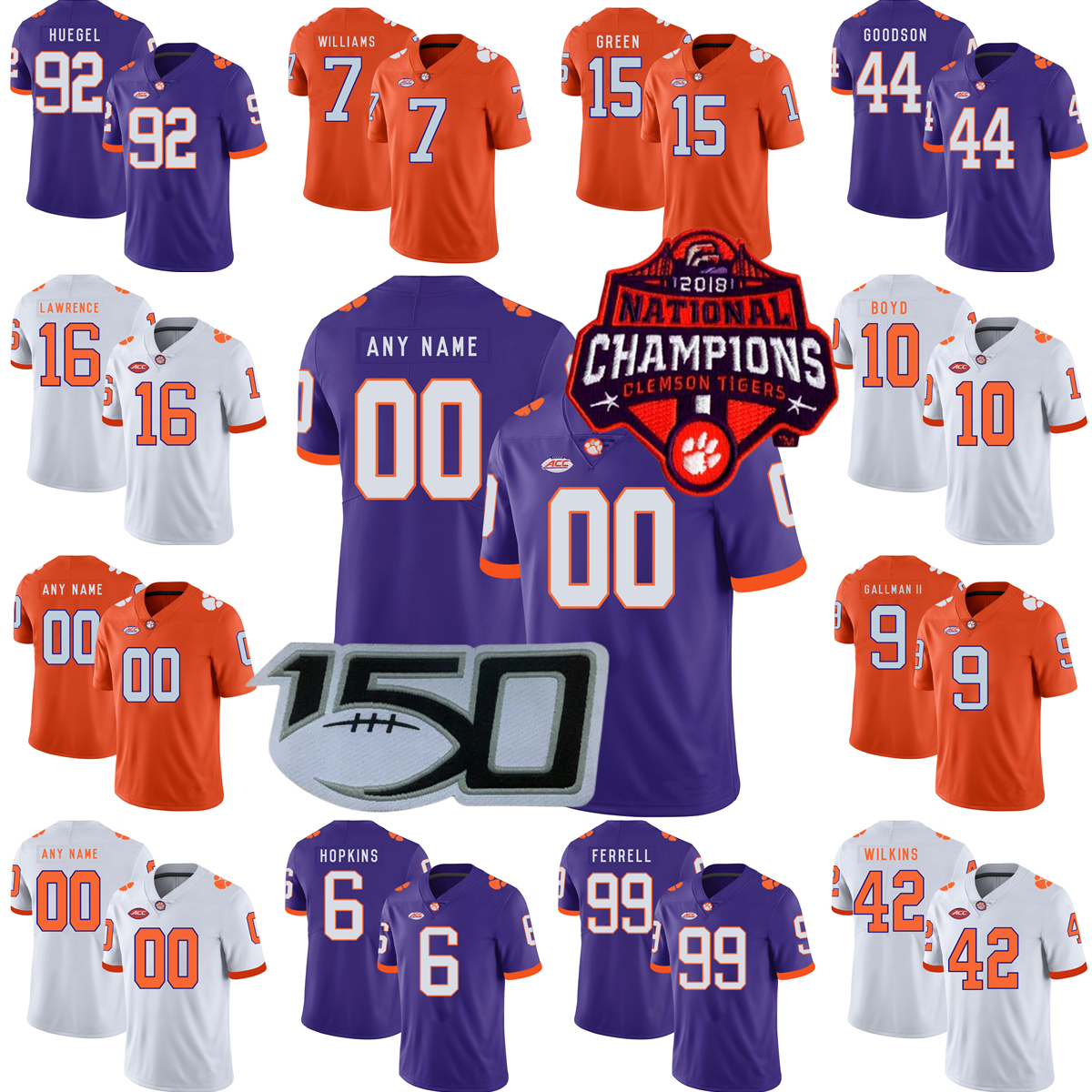 

Custom NCAA College Clemson Tigers Football Jersey 2 Cade Klubnik 26 Phil Mafah 3 Dacari Collins 33 Griffin Batt 67 Nathan Brooks Stitched Men Women Youth Kids Boys, Patch please message