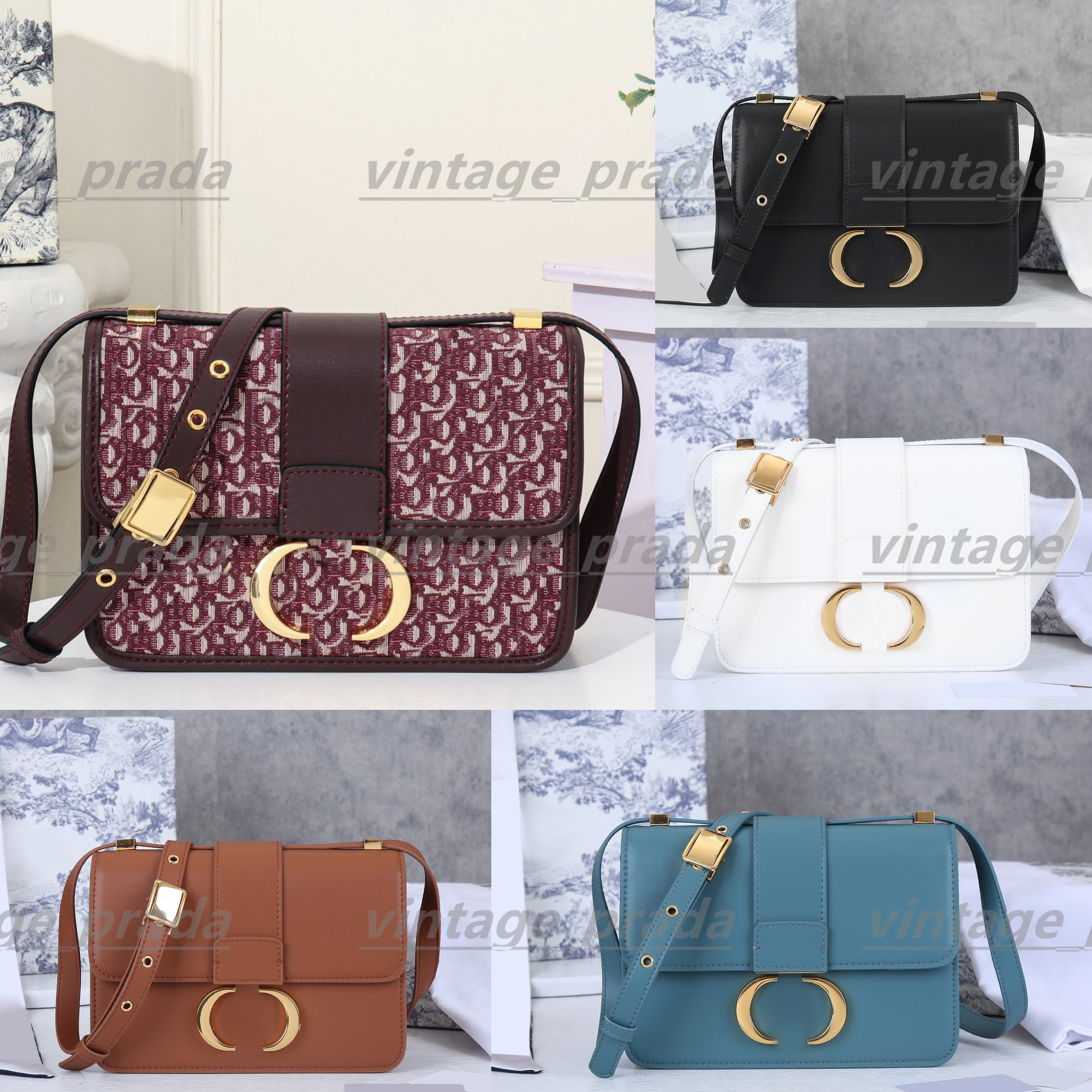 

Luxury embroidery Montaignes 30 bag smooth leather classic Designer square mens women's crossbody pochette travel handbags brand metal sign shoulder clutch bags, Box