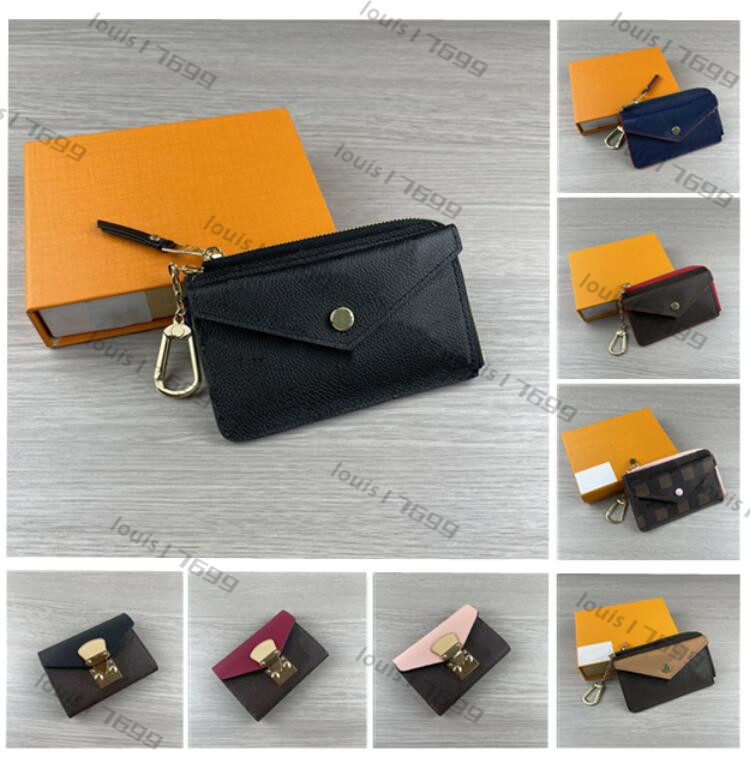 

M69431 Wallets Women Genuine Leather RECTO VERSO Card Holder Designer Mini Zippy Organizer Wallet Coin Purse Bag Belt Charm Key Pouch Pallas M67478 wallet box, #1 brown floral+black
