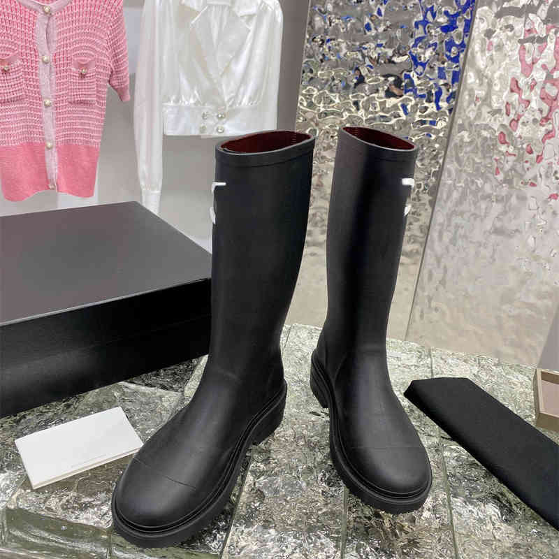 

Boots brand C rain boots early autumn Knight boots tall women, Black