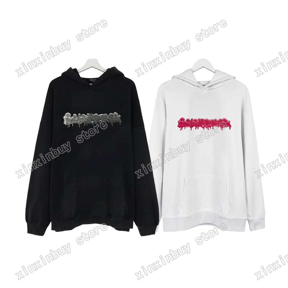 xinxinbuy Sweats à capuche de designer pour hommes Imprimé lettre graffiti DESTROYED Wear out Paris femmes laver noir blanc gris S-XL