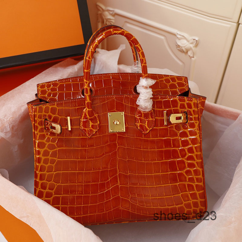 

Quality Evening Bags Top Handbags Tote Shopping Bags Plain Large Capacity Pocket Genuine Leather Crocodile Pattern Gold Hardware Fashion Le