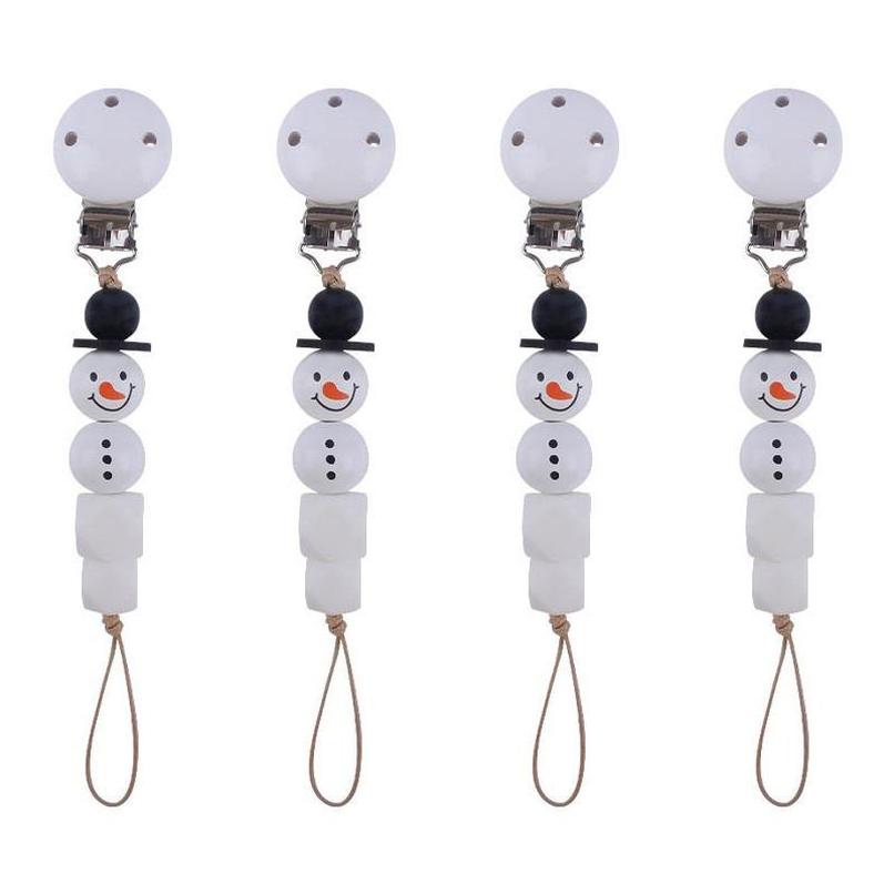 

Pacifier Holders Baby Clips Silicone Cartoon Snowman Big Octagonal Bead Molar Chain E2542