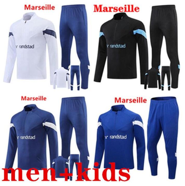 

2022 2023 Marseilles Soccer trascksuit adult kids 22 23 OM PAYET GUENDOUZI Football Training Suit Olympique de MarseilleS Survetement Maillot Foot, 11