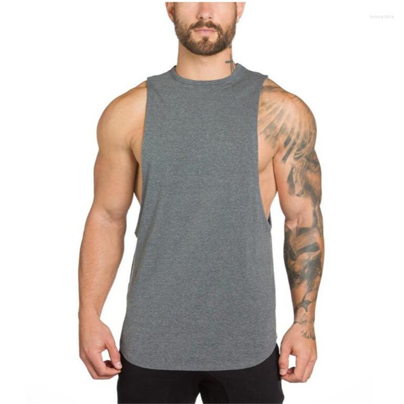 

Men's Tank Tops Men's Blank Cotton Loose Vest European And American Long Fitness Sports Hurdle Bottomed Elastic Top Youth Clothings, White