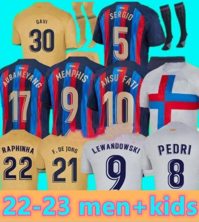 

22 23 Camisetas de football soccer jersey PEDRI LEWANDOWSKI GAVI 2022 2023 FC ANSU FATI FERRAN RAPHINHA barcelona DEST football shirt men barca kit kids equipments, 21/22
