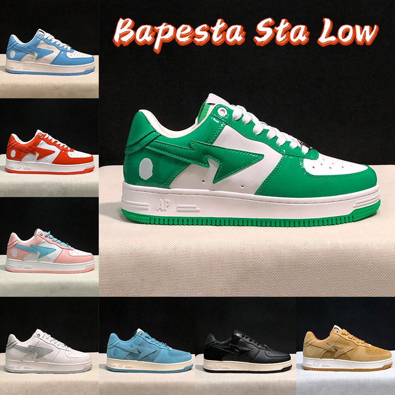 

Roller Shoes Luxury Bapesta SK8 Sta low Nigo casual shoes Bathing Apes designer sneaker Grey Pink beige Suede Patent Leather Black white, 07 pastel blue