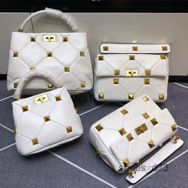 

Top Evening Bags Quality Rivet Bucket Bag Flap Purse Handbag Wallet On Chain Bag Crossbody Bags Genuine Leather Sacoche Thread Pochette Rem