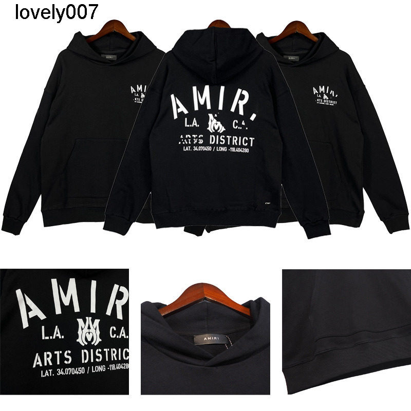 designer Men's Hoodies Sweatshirts brand autumn sweater amirs lettered slogan print Street men women's Black Hoodie