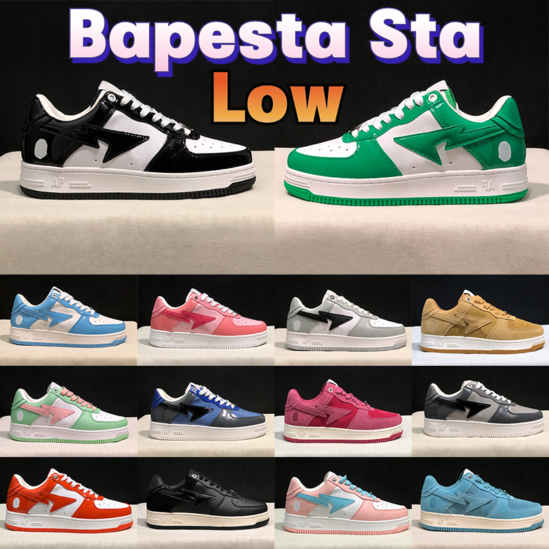 

Bapesta Sta Low Casual Shoes Designer Nigo Bathing Apes men women sneaker Grey Black Patent Leather Green White ABC Camo Blue Pink Suede fashion mens sneakers GAI, #26- shoes box