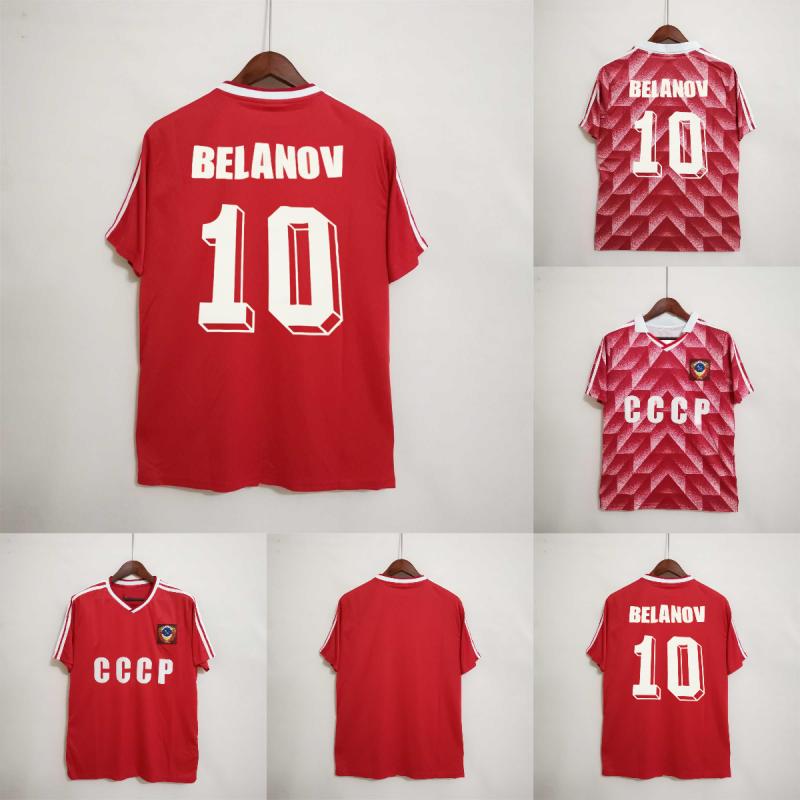 

1986 1988 BELANOV retro home red soccer jerseys 86 88 DOBROVOLSKI PROTASOV MAN football shirts Vintage Classic uniforms