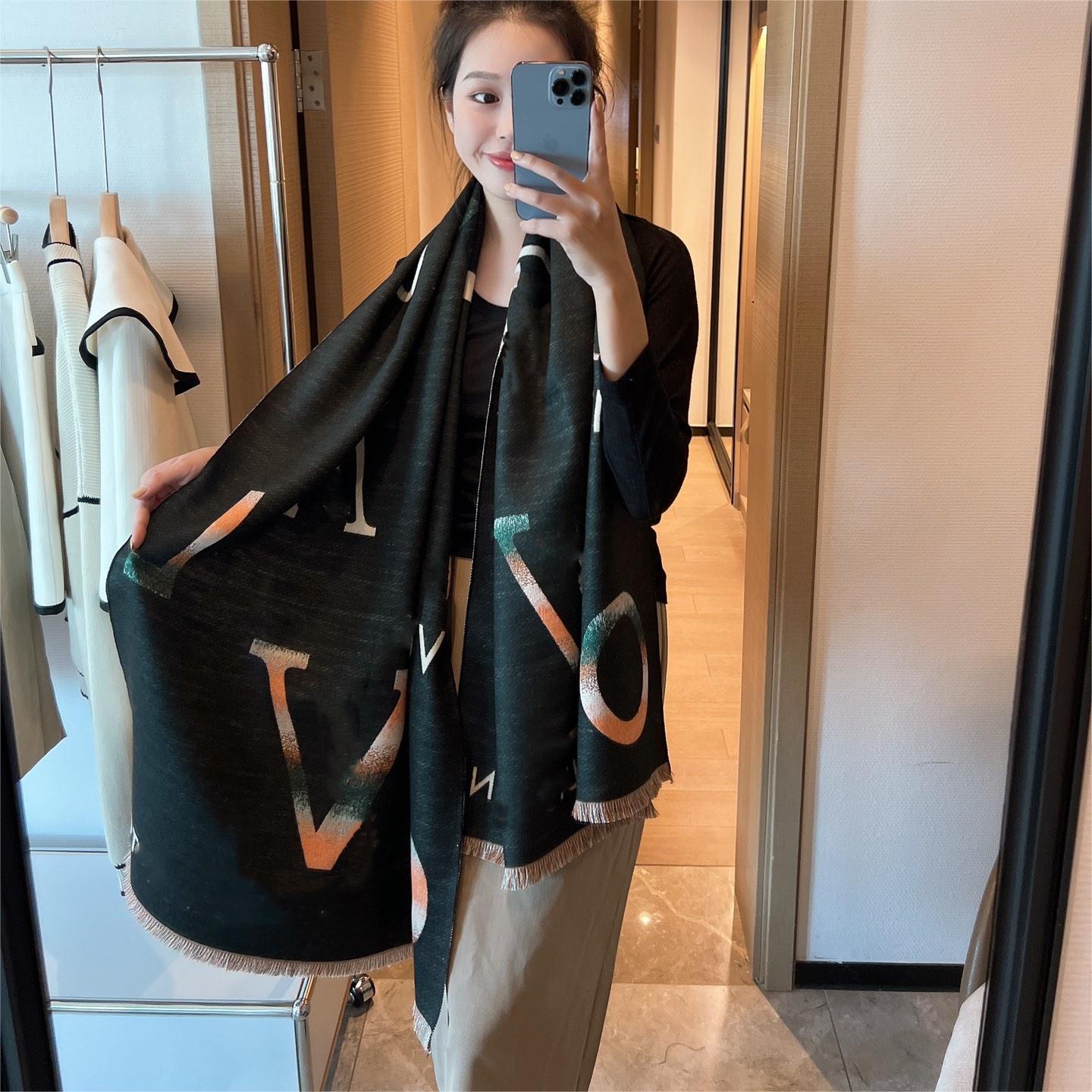 

Winter Warm Designer Scarf Silk Wool Jacquard Long Scarves Fashion Ladies Pashmina Women Cashmere With LOGO 6 colors Shawl Wrap With Box