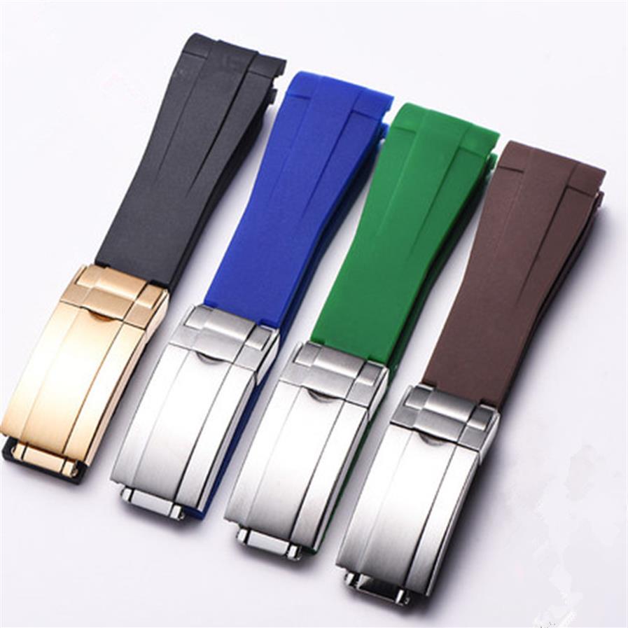 

20mm Rubber Watchbands Strap For Rolex Submarine GMT Silicone Oysterflex Band211W