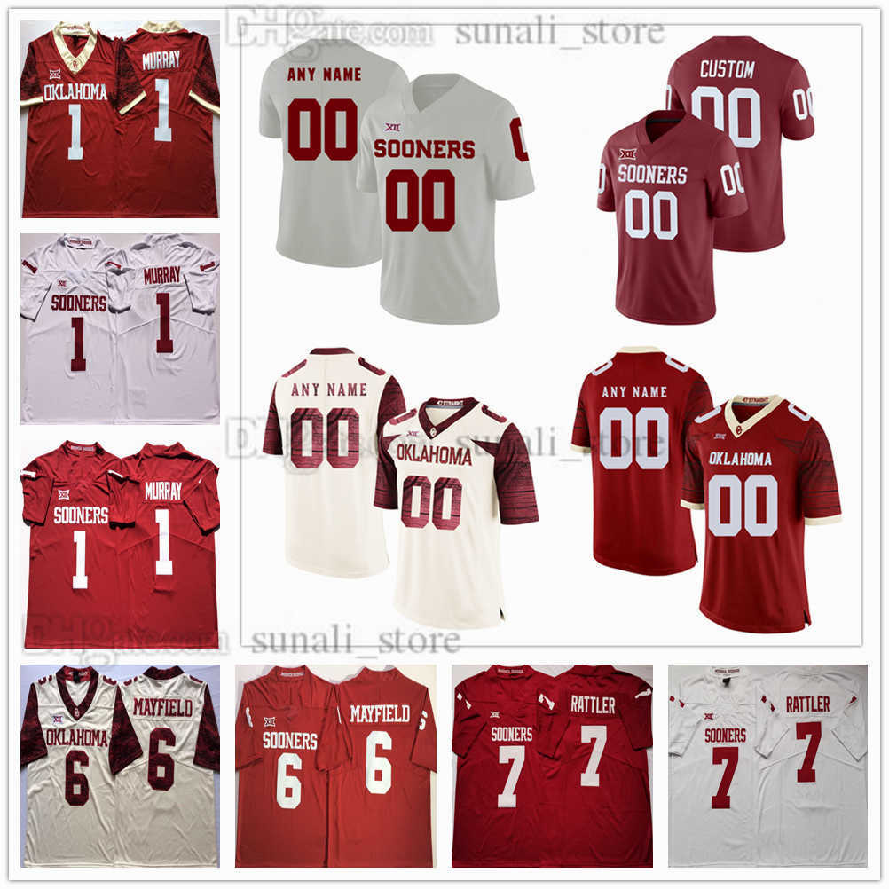 

Oklahoma Sooners NCAA College 28 Adrian Peterson Jerseys 44 Brian Bosworth 1 Kyler Murray 7 Spencer Rattler 6 Baker Mayfield 2 CeeDee Lamb Jalen Hurts 32 Samaje Perine, Men white