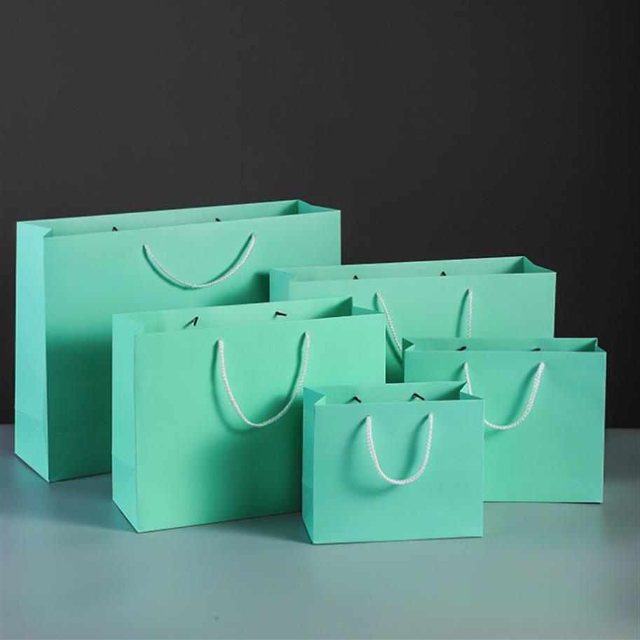 

Tiffany Blue Paper Bag Kraft Packaging Gift Wrap Festival Shopping Birthday Party Decorate303k