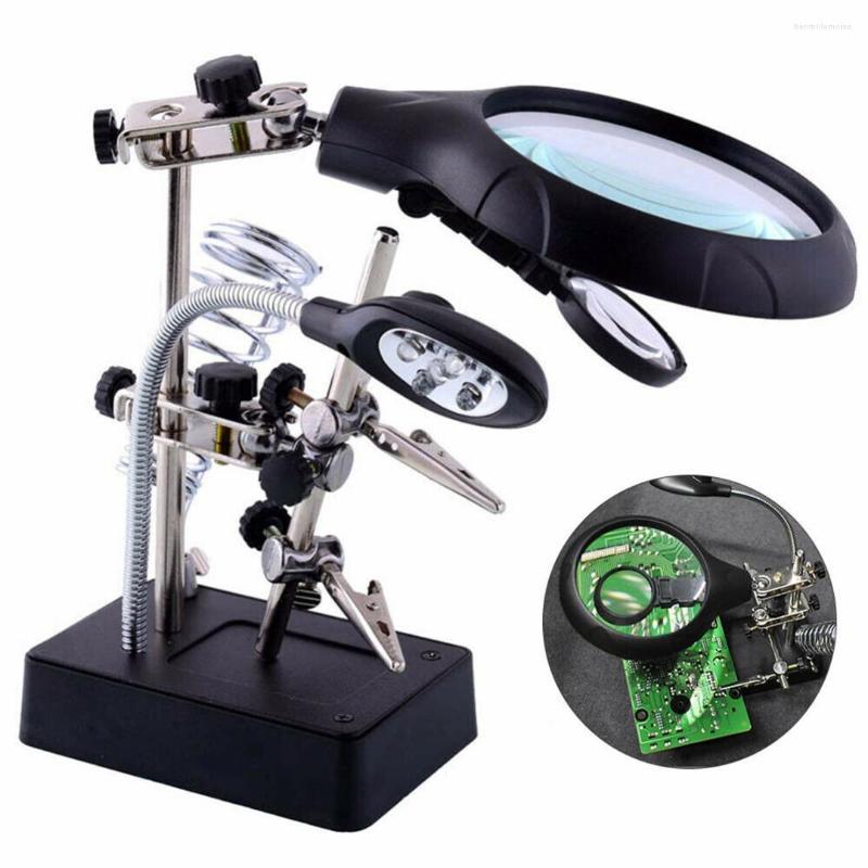 

Watch Repair Kits 2.5X7.5X10X Professional LED Soldering Iron Stand Helping Hands Magnifier Glass Clamp Holder For Biological Observation