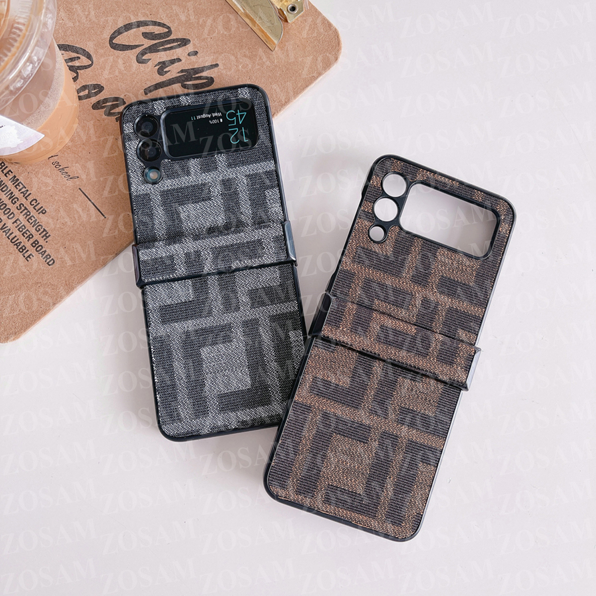 

Luxury FD Fiber Cloth Skin Phone Cases for Samsung Z Flip 3 4 Fashion Case Flip3 Flip4 Fold Protection Cover iPhone 14 Plus 14pro 13 12 12pro 13pro 11 Pro Max X Xs XR 8 7 Plus, #1 brown f