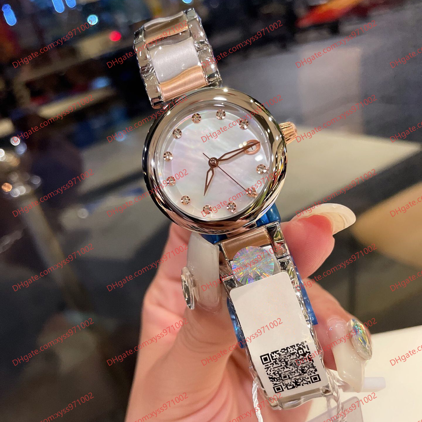 

HighQuality Asian Watch Quartz electronic Ladies Watch Calendar Display 34mm White Diamond Dial 425.20.34.20.55.004 Luxury Rose Gold Strap Stainless Steel Watches, 425.20.34.20.55.003