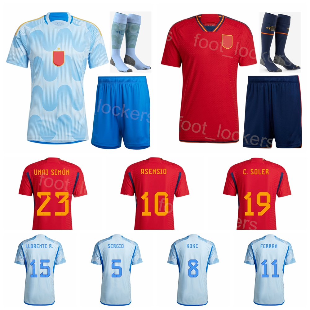 

Men Kids Soccer Spain Jerseys National Team JORDI ALBA SERGIO RAMOS PAUL TORRES KOKE GAVI SOLER SIMON MORATA TORRES SARABIA Football Shirt Kit 2022 World Cup XiBanYa