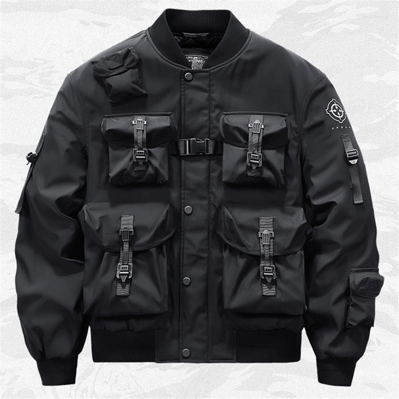 

Men's Jackets Men's Mens Fashion Flight Bomber Jacket Hi Street Techwear Coat With Multi Pockets Streetwear Tactical Pilot Outerwear, Grey thin