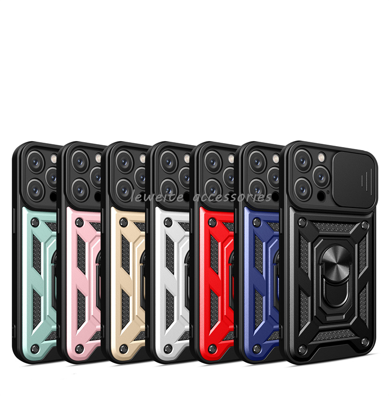 

Military Grade Rugged Phone Cases for iPhone 14 Pro Max 13 12 mini 11 XS XR X 8 7 6 Plus 14Plus Bumper Cover Built-in Ring Stand Holder Slide Camera Cover Shockproof, Dark green