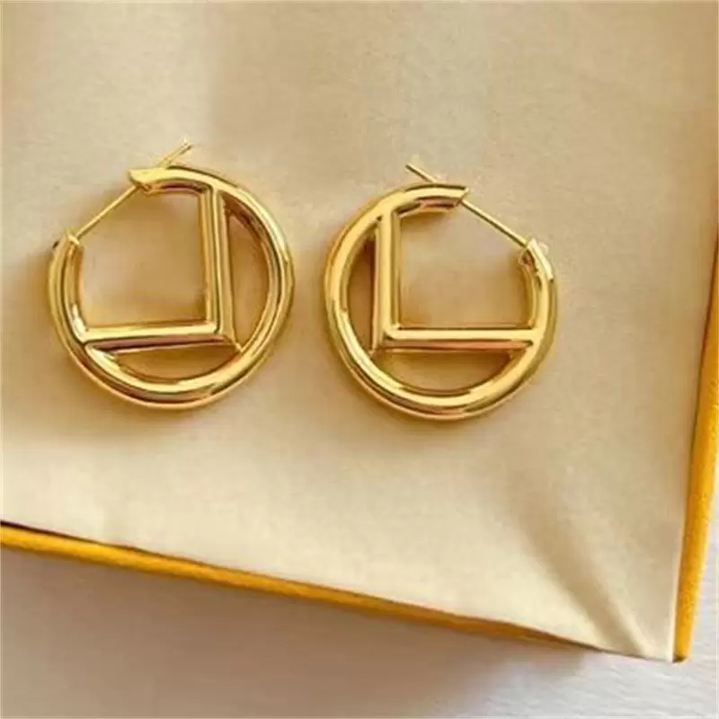 

Womens Gold Earrings Letter F Stud Earring Luxury Designer Jewelry Ornaments Hoop Earrings Wedding Party