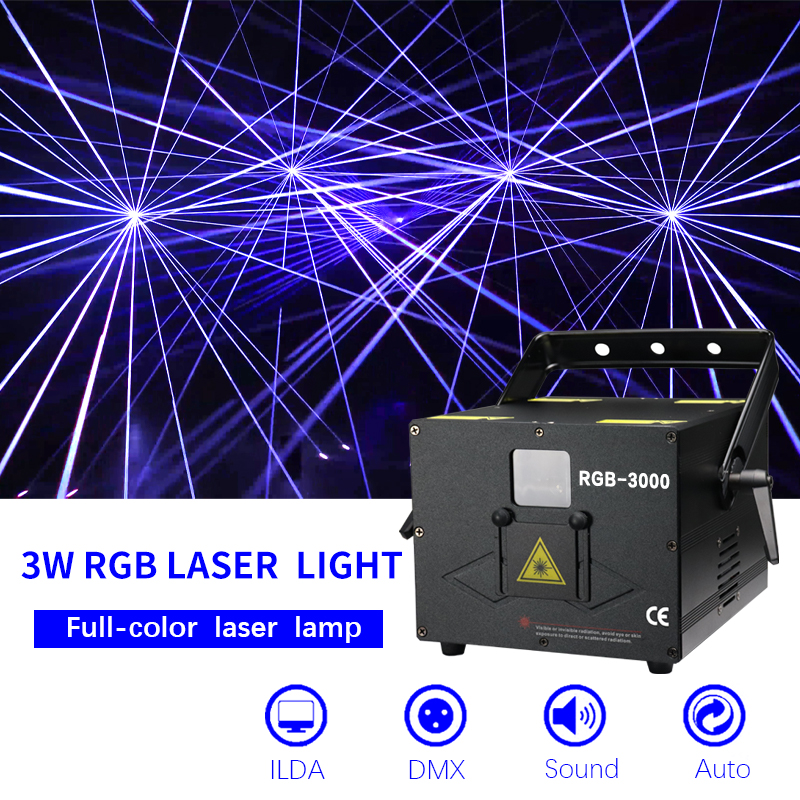 

New RGB-3W full-color animation scanning laser KTV performance home indoor voice-controlled DJ atmosphere bar laser lighting