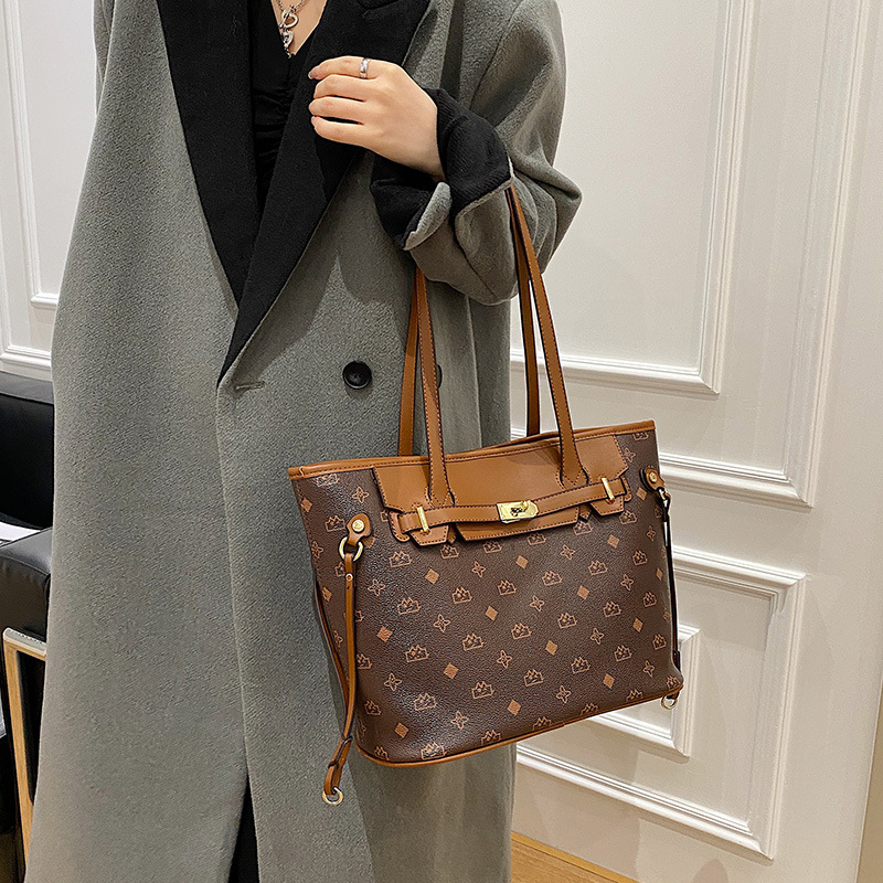 

Women's Bag Fashion Print Handbag Simple Fashion One Shoulder Messenger Bags, Coffee