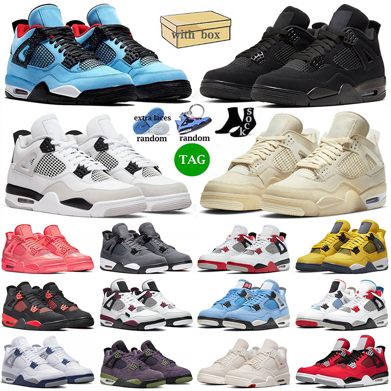 

with box 2022 mens women basketball shoes jumpman 4 4s IV Military Black Cat Offs White Sail Travis Scotts Cool Grey J4 Men Women Trainers Sneakers, C8 military black 40-47