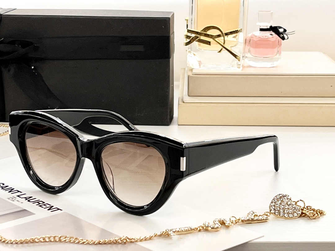 2022 high quality top Cat eye sunglasses female black plate fashion vintage show thin sunglasses SL506