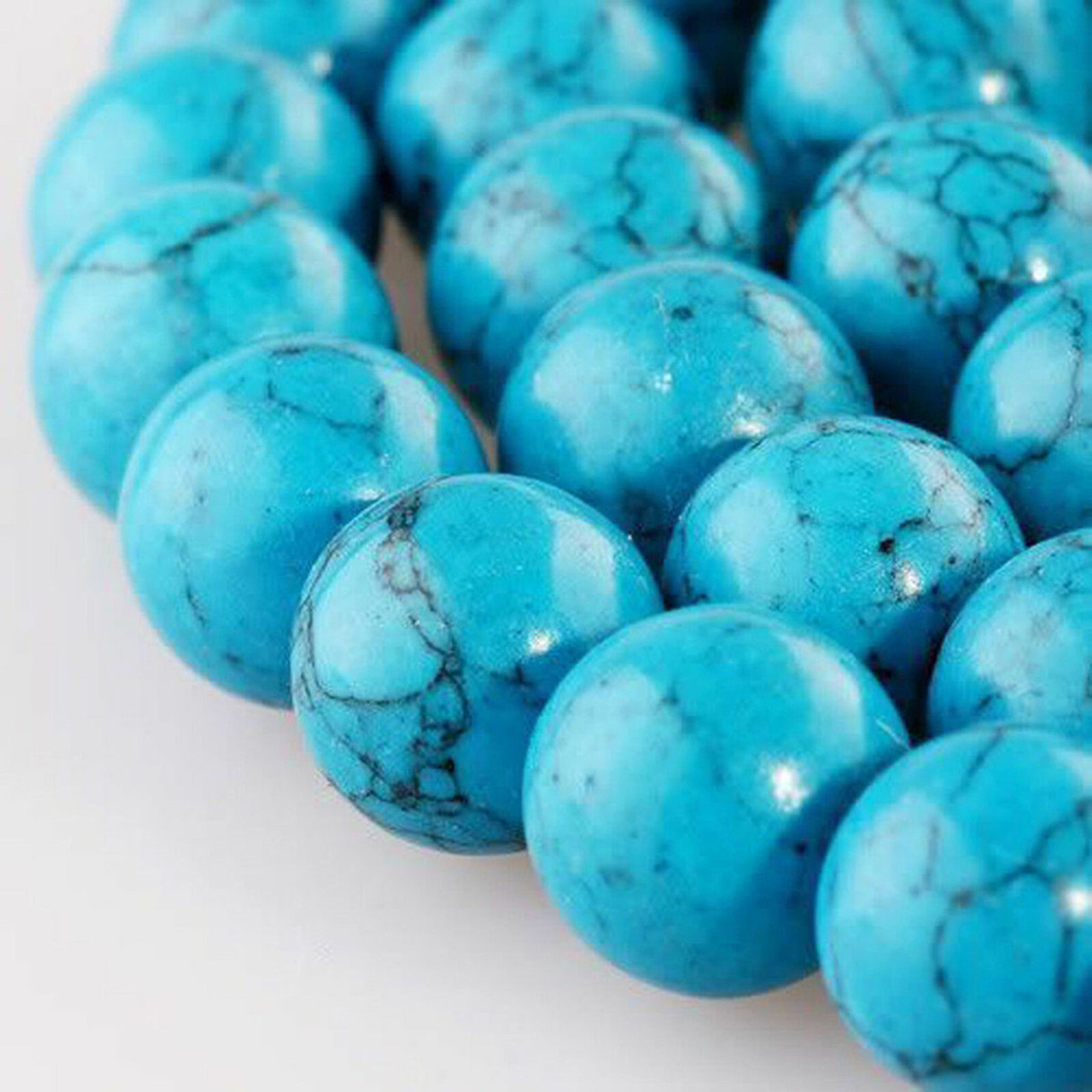 

Genuine 8mm Natural Blue Turquoise Gemstone Round Loose Beads 15" Strand
