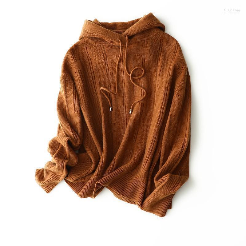 

Women's Sweaters Women's Shuchan Hood Women Sweater 70%Wool 30%Cashmere Casual Solid Winter Clothes 2022 Fashion Ladies, White