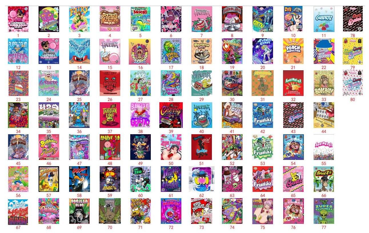 

Pack A Punch 3.5g Myalr Packaging bags Gelato 3.5 Gram Mylars Bags Sealed Edibles Package Zipper Herb Flowers Baggie Gumbo jllJYR