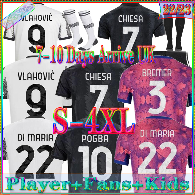 

S-4XL fans player version soccer jersey 2022 2023 Football Shirt MILIK DI MARIA VLAHOVIC KEAN POGBA CHIESA McKENNIE LOCATELLI 22 23 Maillot Foot Kits men Kids socks