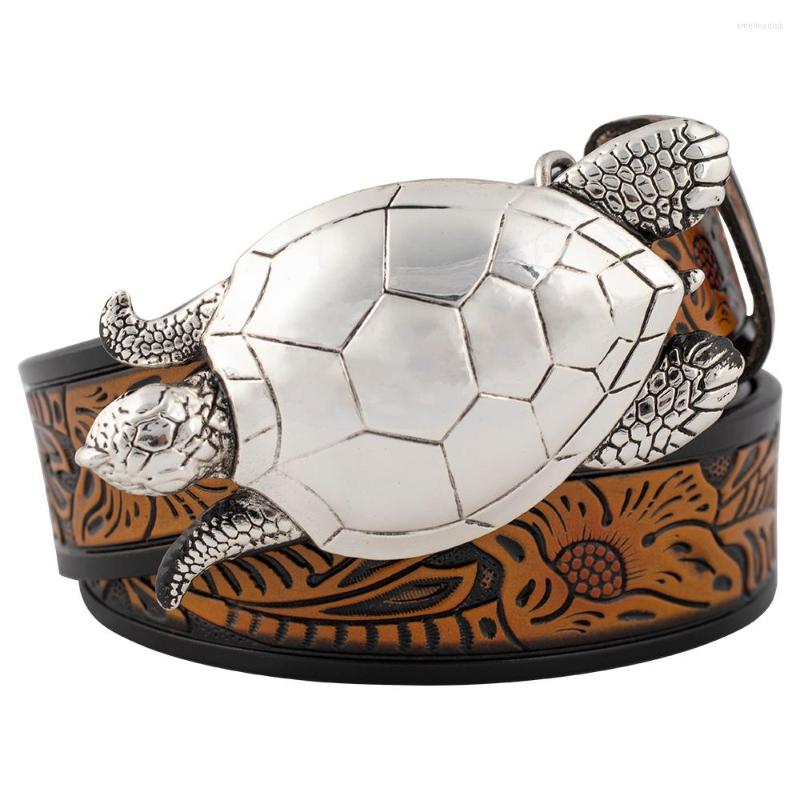 

Belts Animal Tortoise Leather Embossed Belt Personalized Decoration, Black