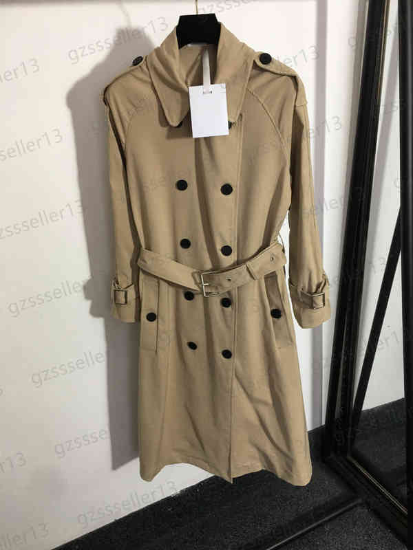 

Womens Trench Coat D Classic Autumn Long Jacket Fashion Brand Double-breasted Belted Waist Long-sleeved Trench Coat Designer Women Clothing Size S