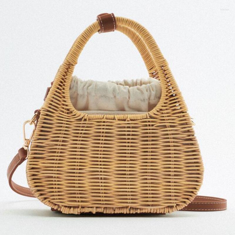 

Evening Bags Designer Rattan Box Women Handbags Wicker Woven Shoulder Handmade Summer Beach Crossbody Bag Casual Straw Small Tote Purses, Khaki