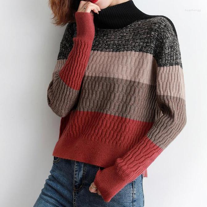 

Women' Sweaters Women' Sweater Short Ladies 2022 Fashion Loose Striped Half High Neck Bottoming Shirt For Autumn And Winter Wear, Blue