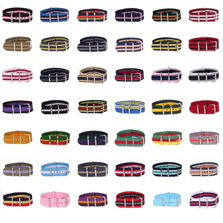 

10pcs Whole Lot Stripe Retro 20 mm Strong Army nato fabric Nylon Watch Woven Strap Band Buckle belt 20mm watchbands2647