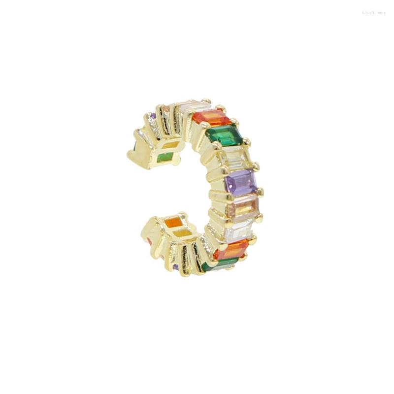 

Backs Earrings No Piercing Pierced Gold Color Rainbow Baguette Cz Ear Cuff 2022 Summer Clip On Earring 1 Piece