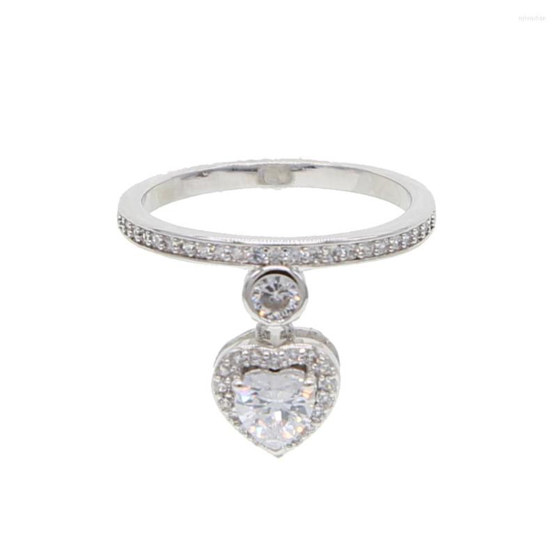 

Cluster Rings Iced Out Bling 5A CZ 2022 Valentine's Day Gift Heart Crown Bride Wedding Engagement Party