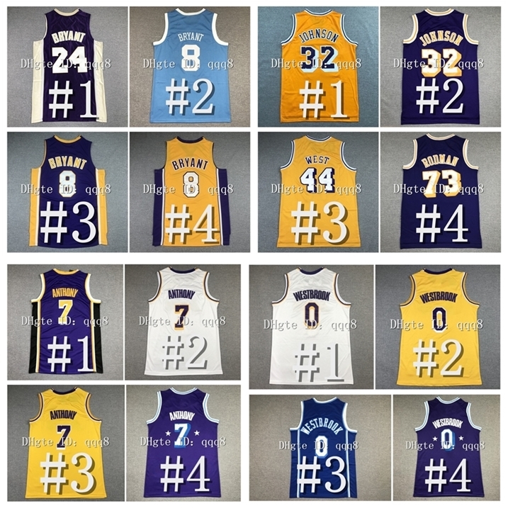 

Xf 6 James Basketball Jersey Russell 0 Westbrook Carmelo 7 Anthony 8/24 Bryant Anthony 3 Davis Wilt 13 Chamberlain 32 Magic Johnson Jerry West, As pic