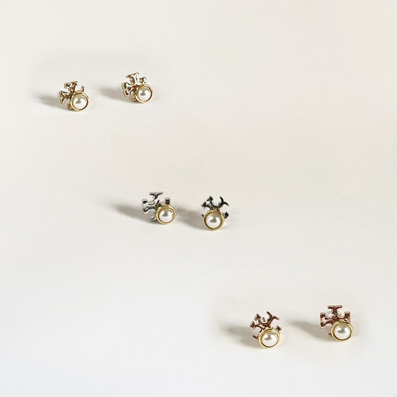 

Baisc Crosses Pearl Studs Small Size Earrings in Different Colors
