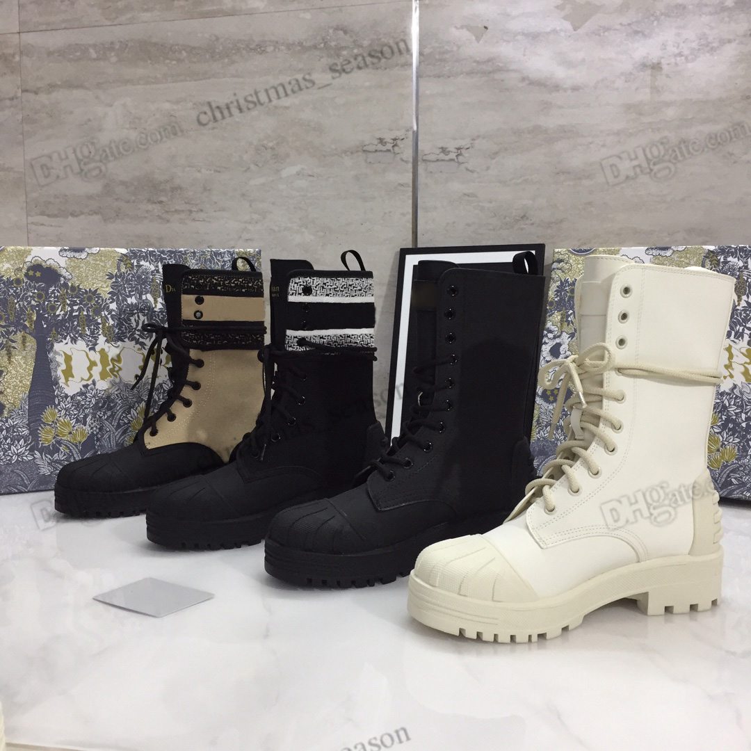 

With Box Luxury Biker Boots Designers Women Shoes Combat Boot Black White Beige Mid-Calf Ankle Shell Toe Low Heel Lace-Up Booties Embroidered Woman 35-41, I need look other product