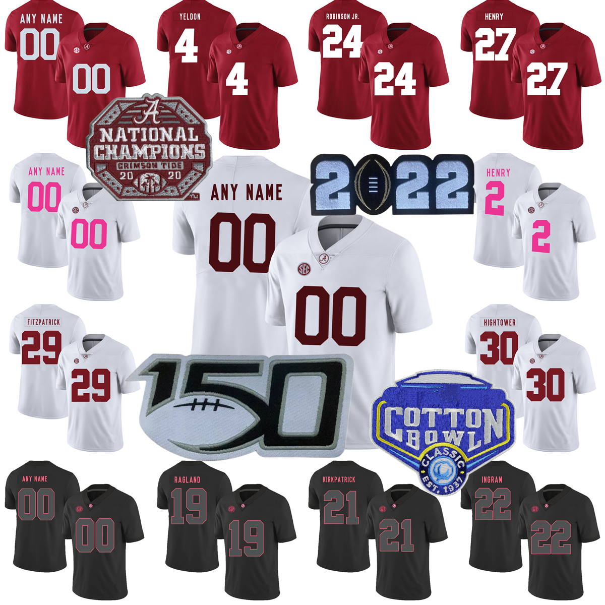 

Custom NCAA Alabama Crimson Tide College Football Jersey 17 Amanni Stewart 9 Bryce Young 43 Robert Ellis 52 Tyler Booker Barnes Jr. Stitched Men Women Youth Kids Boys, Add 2020 champions patch