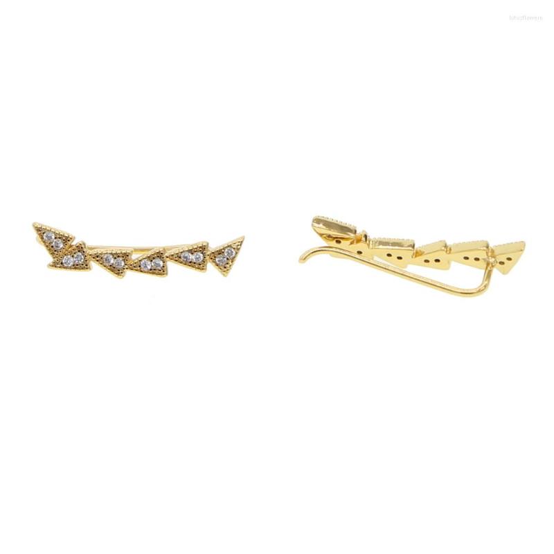 

Stud Earrings Authentic Gold Filled Color Sparkling CZ Exquisite Stackable Triangle Long For Women Fine Jewelry Gift