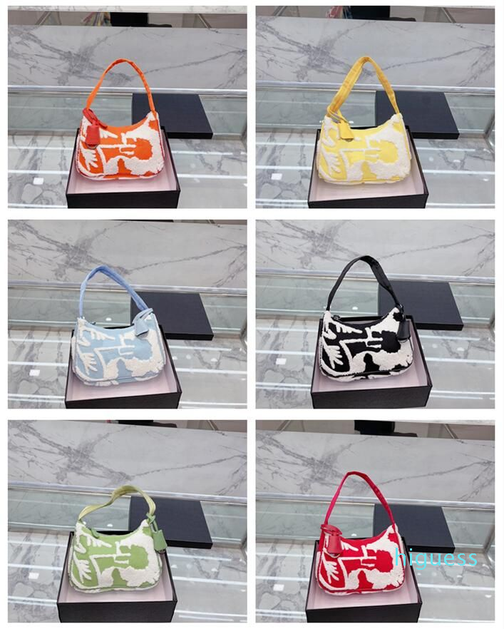 

Designer bags Re-Edition Embroidered Twill Hobo Underarm Bags Ladies Tote bag Zip Closure Luxury Shoulder Bag Clutch handbag 6 Colors 23CM, Red