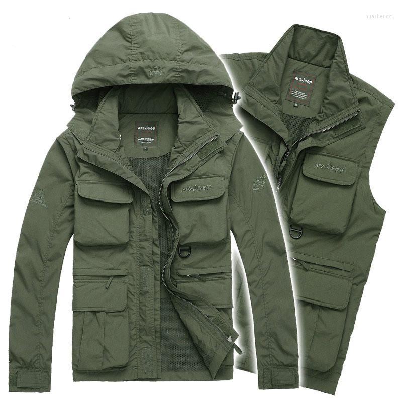 

Men's Jackets Men's Brand Sleeves Detachable Military Jacket Men Winter Windproof Waterproof Camouflage Tactical Coat Plus Size, Army green