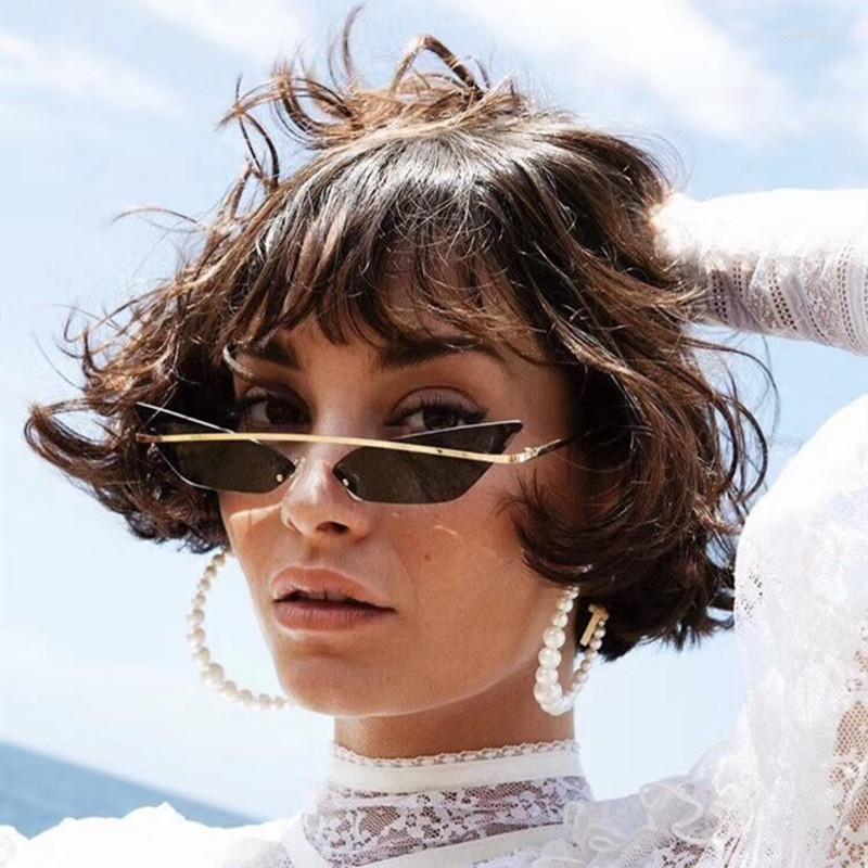 

Sunglasses Fashion Triangle Women Men Hippie Cool Sun Glasses Rimless Cat Eye Mirror Gradient Lenses Eyewear