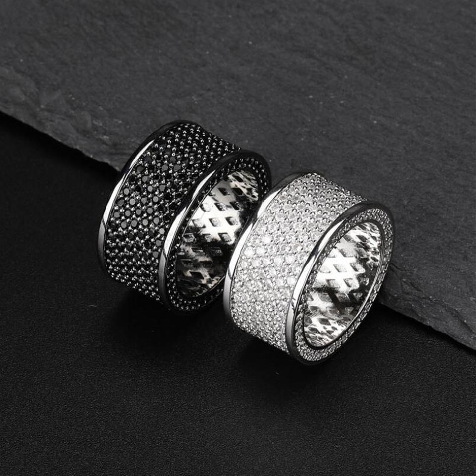

iced out Black zircon ring for men women luxury designer bling diamond flash ring gold silver copper zircon couple lover ring jewelry248r